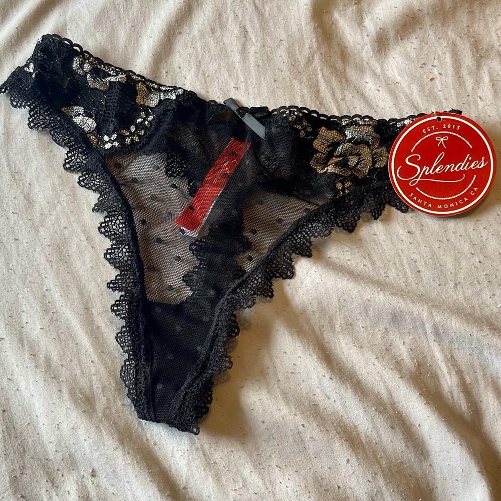 NWT lace and mesh thong. Size Small.